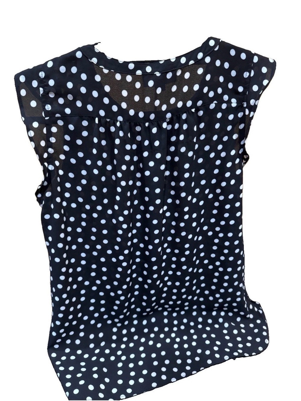 48.LOFT Black and White Polka Dot Sleeveless Blouse - Picture 3 of 9